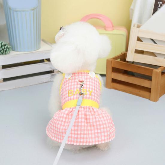 Pet Princess Dress Sleeveless Ruffle BABY Embroidery Buttons Plaid Spring Summer Small Dog Puppy Clothes Pet Supplies