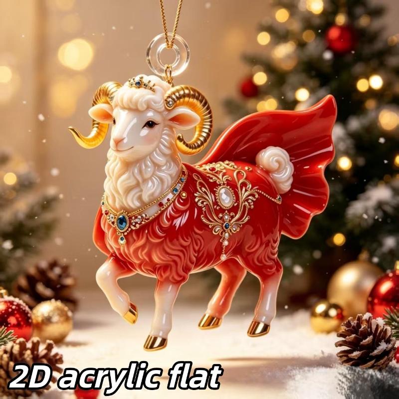 1Pcs Sheep Shaped Flat Acrylic Car Rearview Mirror Hanger Aesthetic Pendant for Auto Interior Home Shelf Decor