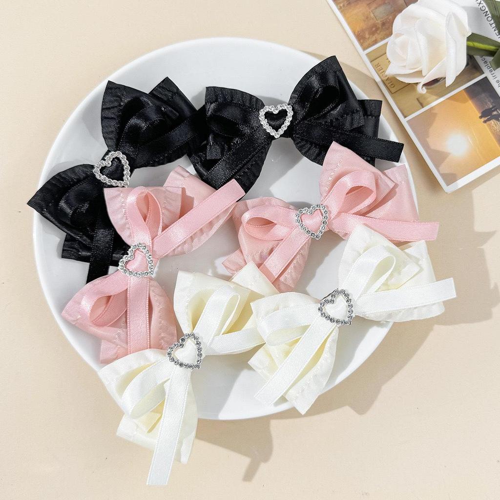 Sweet Girly Heart Bow Hair Clip - Japanese Korean Style, Versatile Side Bangs Accessory