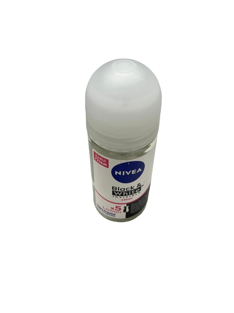 Nivea Deodorant 50ml Invisible Black and White Clear Deodorant Roll-On (Clear) - Roll-On Anti-Perspirant
