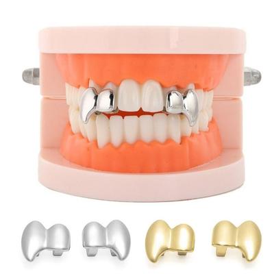 2Pcs/Set Halloween Gift Hip-Hop Tooth Grills Double Glossy Fangs Dental Grills  for Women Men