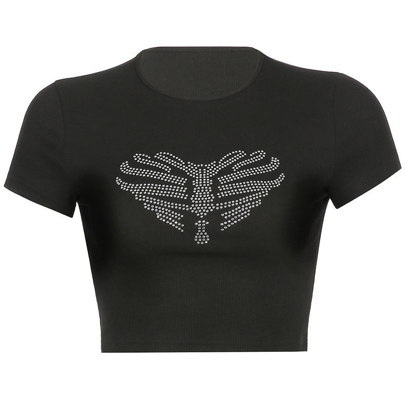 European and American Y2K Summer Contrasting Letter Printed Casual Slim Fit T-shirt