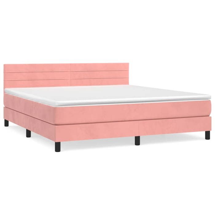 Maison Exclusive - Sommier à lattes de lit avec matelas Rose 160x200 cm Velours