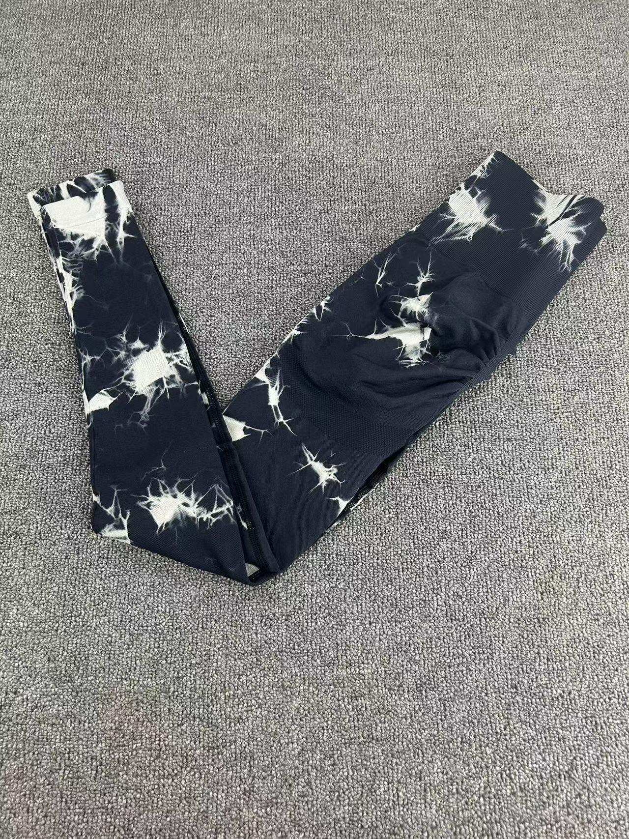 European-American Trendy Tie-dye High Waist Butt Lifting Yoga Pants for Women Small