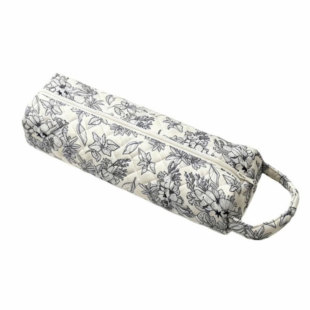 Soft Hair Dryer Storage Bag Quilting Cotton Large Capacity Curler Storage Bag Dustproof Zipper Closure Cosmetic Bag