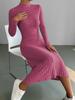 Høst Vinter Dame Ribbestrikket Kjole Elegant Chic Mote Langermet O-hals Slim Korsett Bodycon Kjole Streetwear