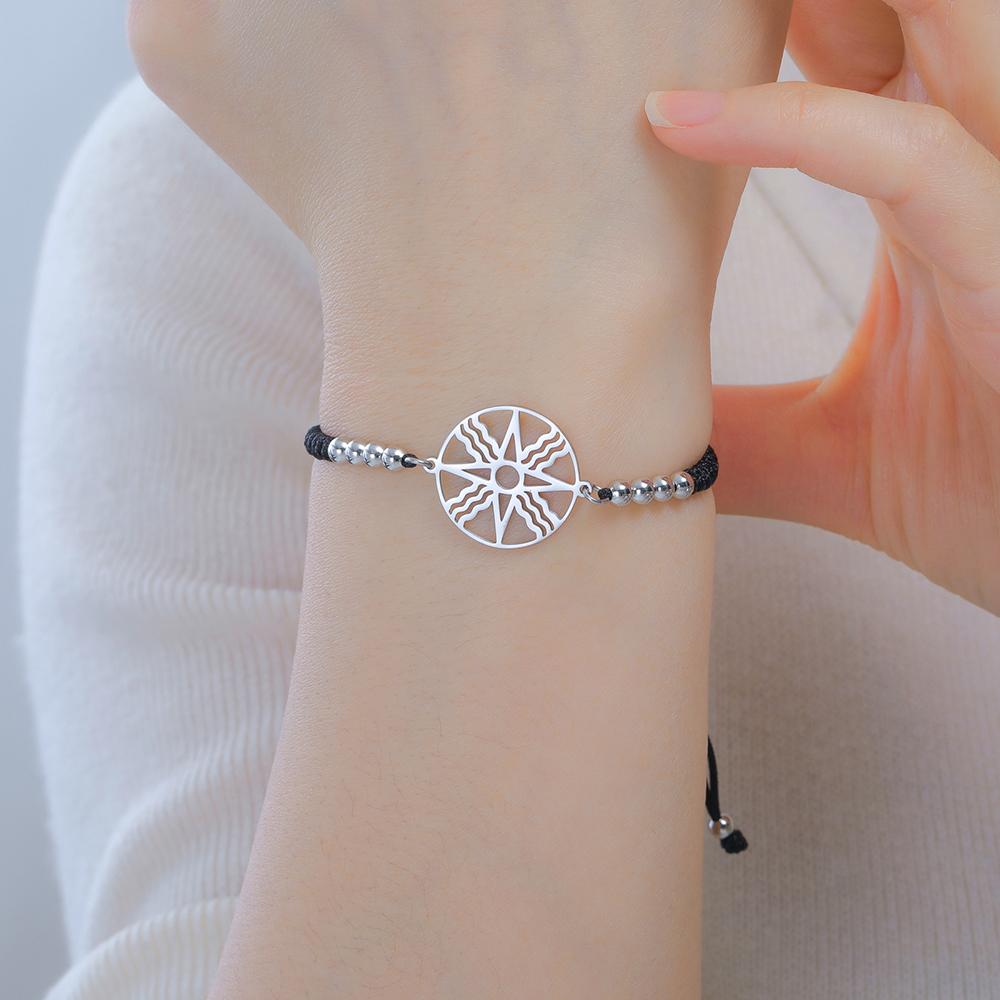 Dawapara Assyrian Star Bracelet Ancient Sumerian Sun Symbol Star of Shamash Charm Stainless Steel Mesopotamian Jewelry