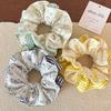 Vintage Stoff Karo Floral Scrunchie Für Frauen Französisch Großes Pferdeschwanz Seil Haargummi Elastisches Haarband Stirnband Haarschmuck