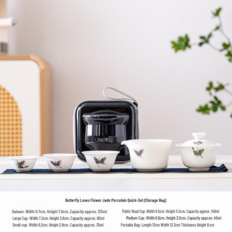 White Porcelain Mutton Fat Jade Travel Tea Set