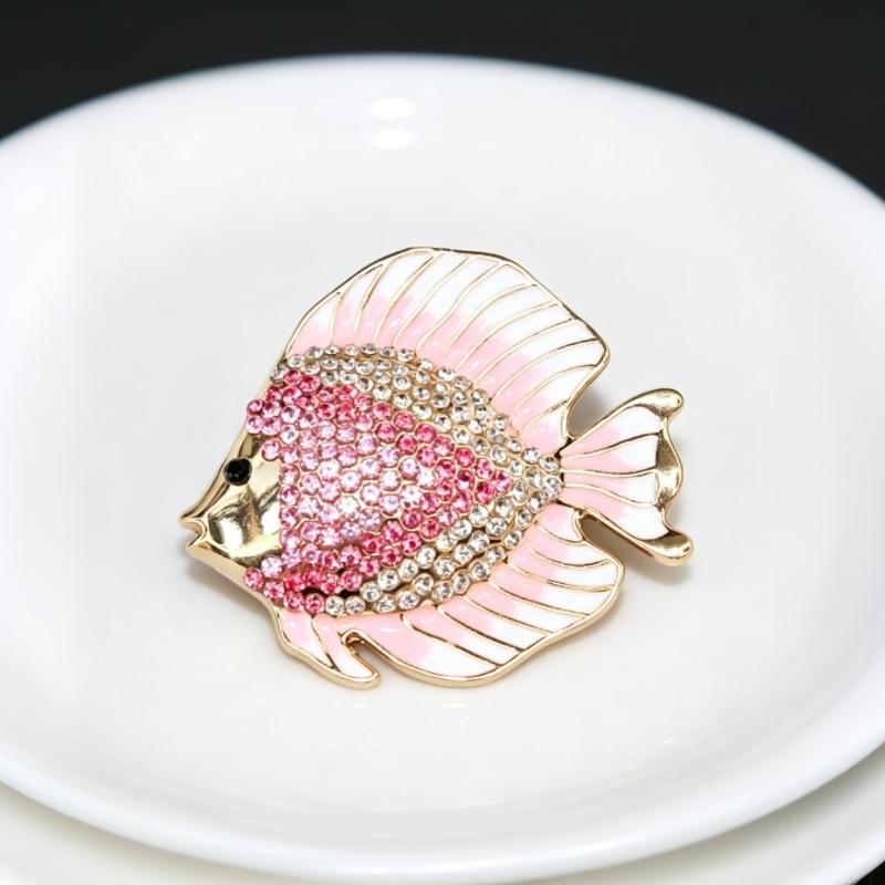 1 Pcs Rhinestone Tropical Fish Brooches Sparkling Crystal Inlay Vibrant Enamel Design For Daily Wear Party Accessory Gifts