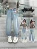 2025 Girls' Spring-Autumn Straight Wide-Leg Jeans: Long Pants for Big Kids