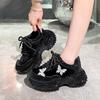 Luxury Rhinestone Butterfly Platform Sneakers Women Winter Sequin Fabric Thick Bottom Sports Shoes Designer Female Sneakers