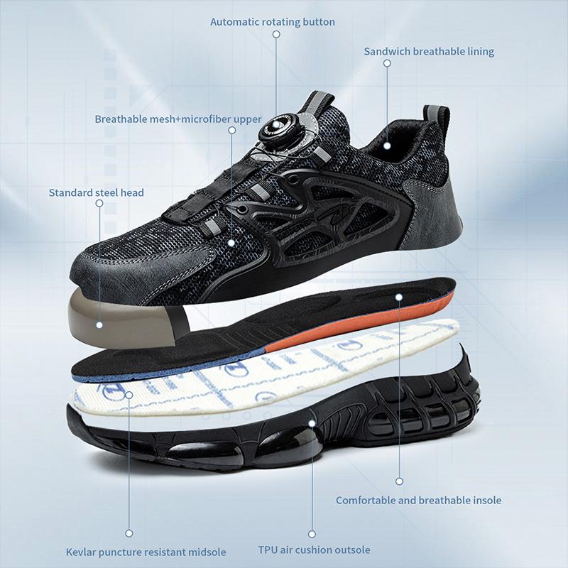 Safety Shoes Rotating Buttons Work Shoes For Men Feet Protection Protective Shoes Puncture-Proof Work Sneakers Indestructible