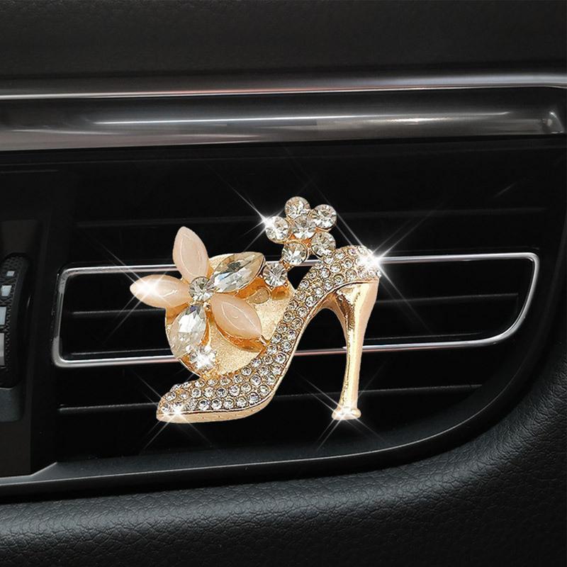 Rhinestone Vent Clips For Car Car Diffuser Vent Clip High Heel Decorative Car Air Freshener Clip For Girls Women Stylish Car