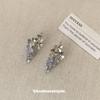 Niche Design Ear Clips, No Holes, High-end Grape Strings, Cold Wind, Super Flash Crystal Stud Earrings, Temperament Mosquito Coil Disc Earrings