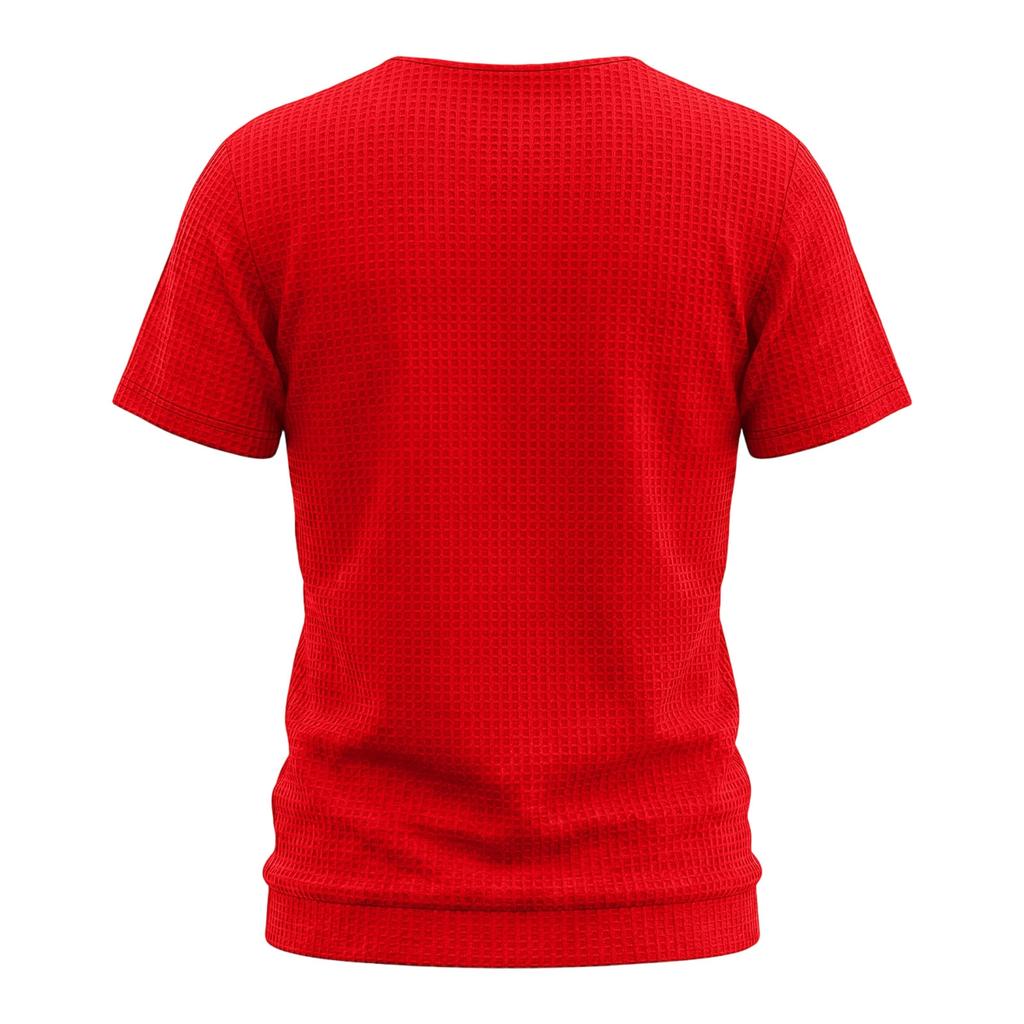 Men's Waffle Texture Deep V Neck Short Sleeve T Shirt Loose Fit Oversized Breathable Casual Tee for Summer and Everyday Wear