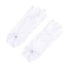 Women Elegant Satin Short Mittens Faux Pearl Pendant Decoration Solid Color Etiquette Gloves Dinner Party Opera Wedding Stage Performance