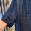 Women's Retro Embroidered Mid-Sleeve Ramie Chiffon Shirt - Lightweight, Loose, Slightly Sheer, Summer 2025 Edition.
