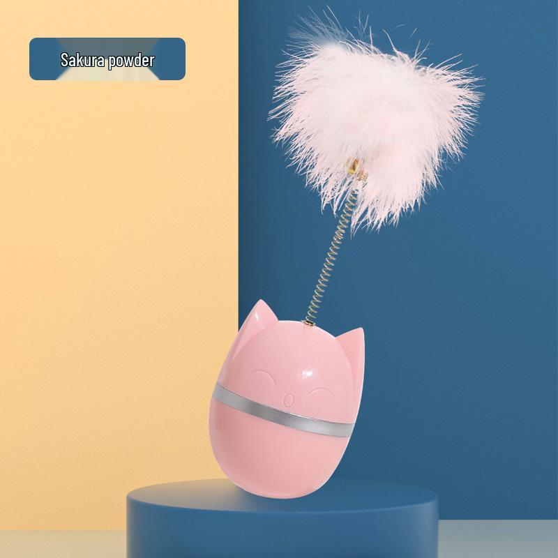 New Cat Head Roly-Poly Feather Teaser Toy