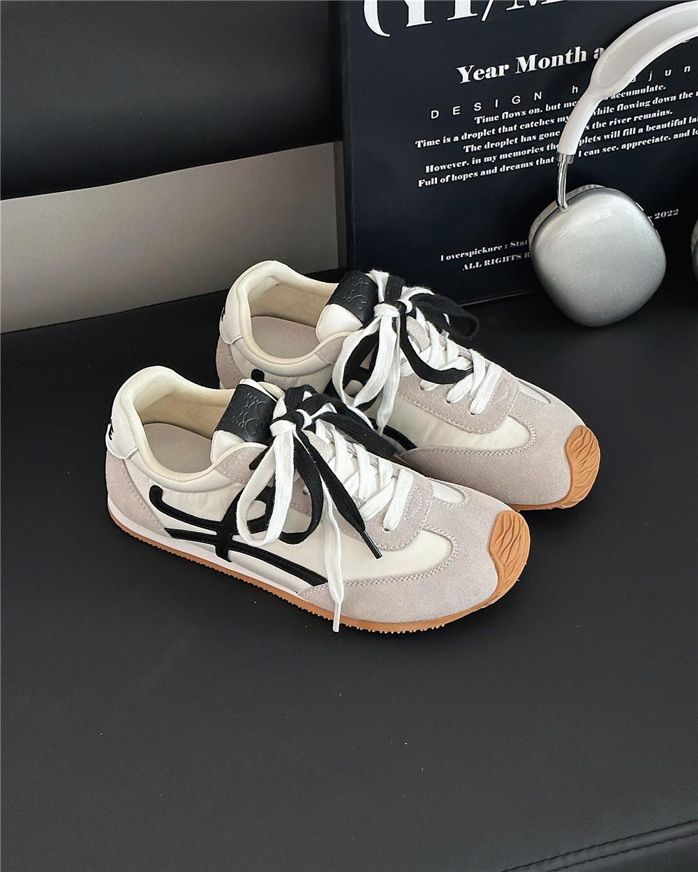 

Yang Mi soft-soled women s spring color matching lace-up thick-soled casual sports shoes 35 чёрный