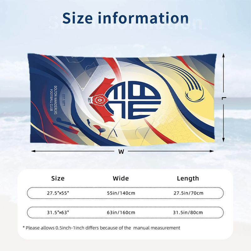 Bolton Wanderers FC Print Quick Dry Beach Towel Microfiber Absorbent Portable Travel Swimming Towel