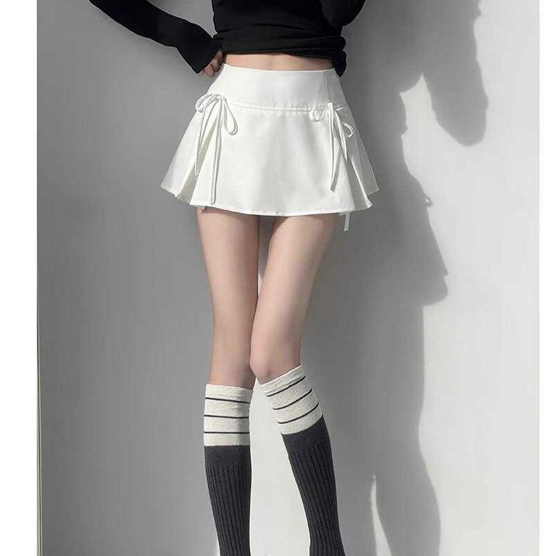 Women's Summer 2025 Bow Tie Low Waist A-Line Skirt - Slimming, Versatile, Sweet and Spicy Hip-Hugging Fashion