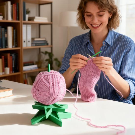 Tığ Örgü Örgü İçin İplik Tutucu 3D Baskılı Yıldız Şeklinde İplik Spineri Dönen İplik Yumağı Dağıtıcı Standı Tığ Örgü Severler İçin