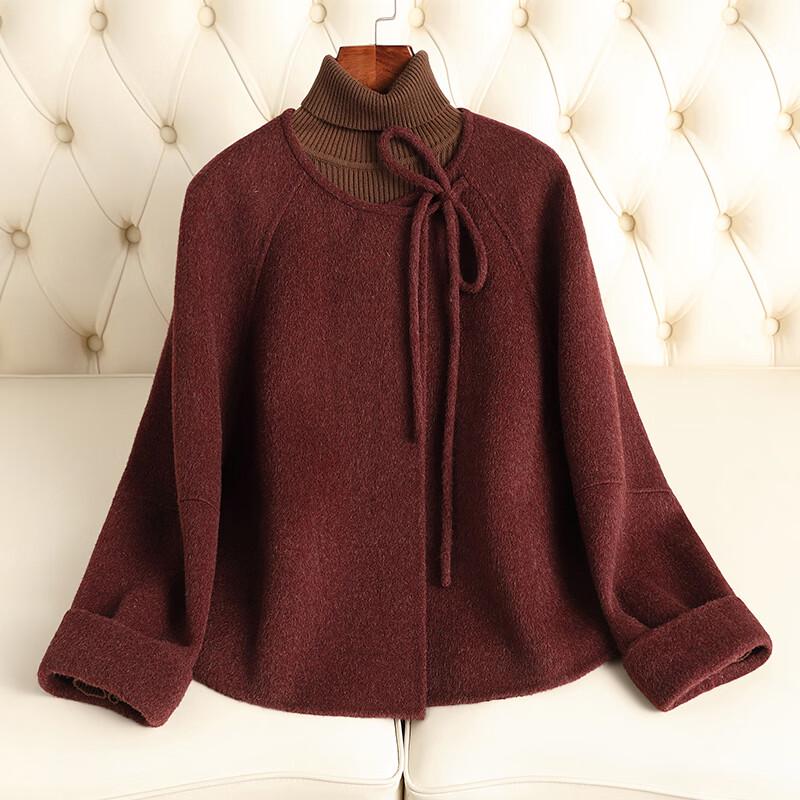 Kaiser Women s Double-Sided Wool Round Neck Short Coat M