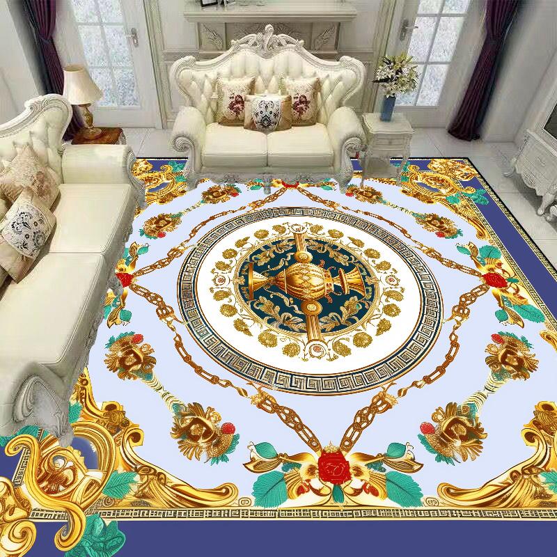 

Европейские Роскошные Золотые Ковры для Украшения Гостиной Домашние Ковры для Зоны Диванных Столиков Ковер для Спальни Гостиной Нескользящие Роскошные Напольные Коврики 60*90cm