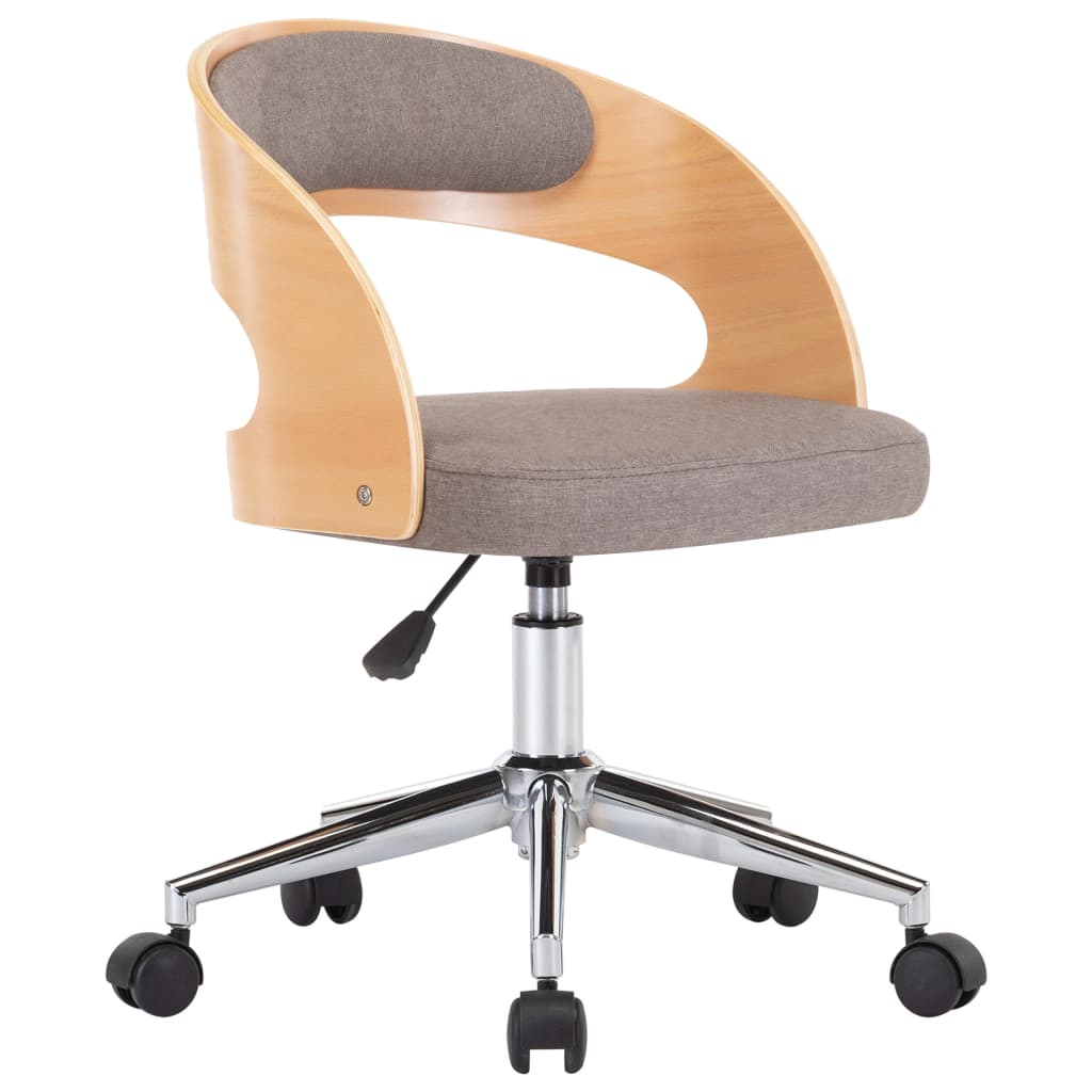 Swivel Office Chair Taupe Bentwood and Fabric
