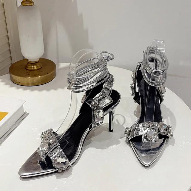 Fashion Luxury Best - Selling Strappy High Heel Sandals, Rhinestone - Embellished, Glam Evening Party Vibe, Ideal for Formal Occasions