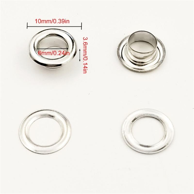 200Pcs 6mm Metal Eyelet with Tool 4 Color Eyelet Grommets Tarpaulin Eyelet with Grommet Setting Tool for Leather Craft