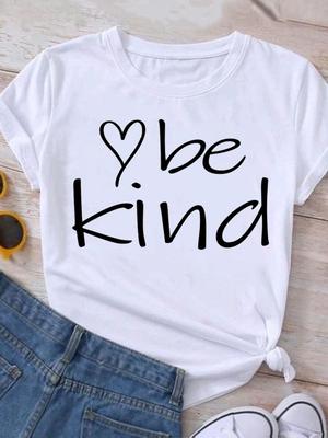 (Asian Size) Women T Shirt Fashion Print Letter Style Cute 90s Lady Female Graphic Casual Short Sleeve T-shirts Tee Top Clothing