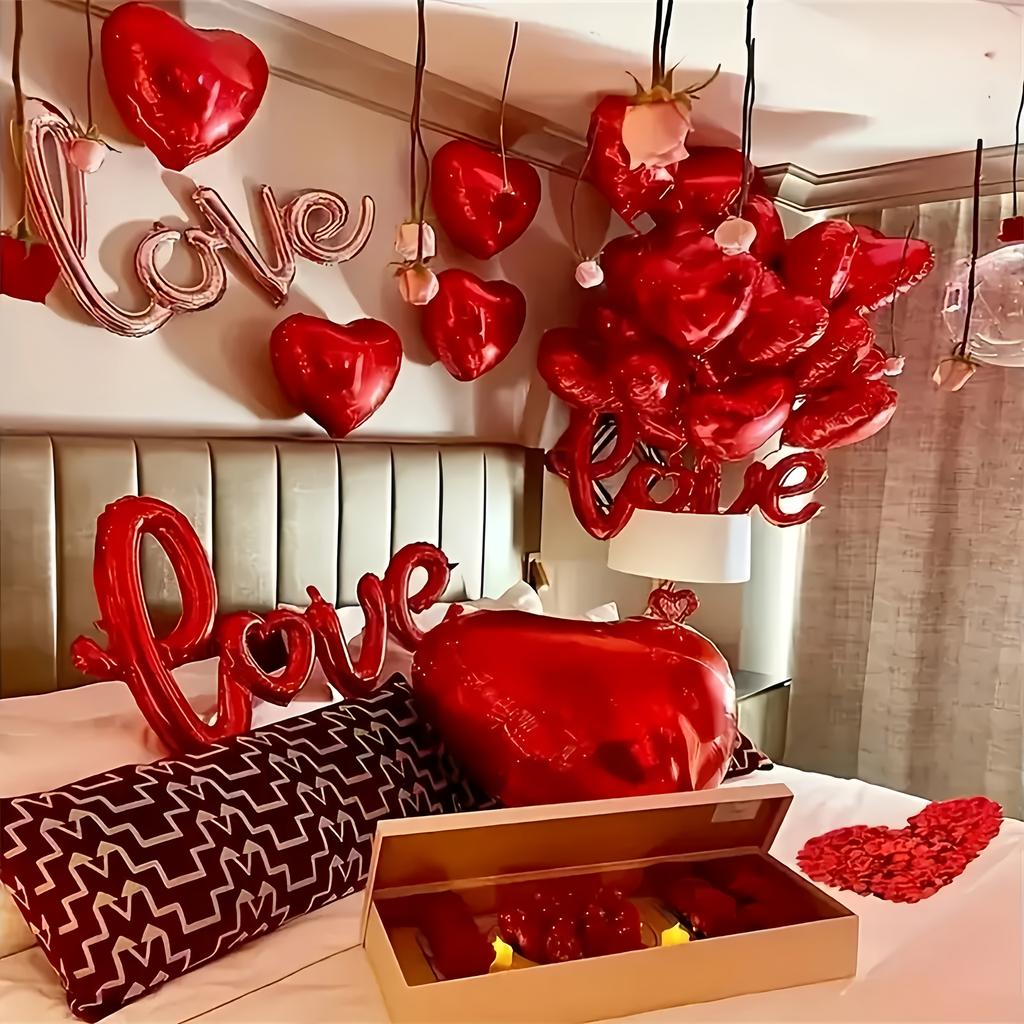 Valentine'S Day Balloon Set 10/18 Inch Heart-Shaped Aluminum Foil Balloon Love Balloon Proposal Wedding Anniversary Decoration