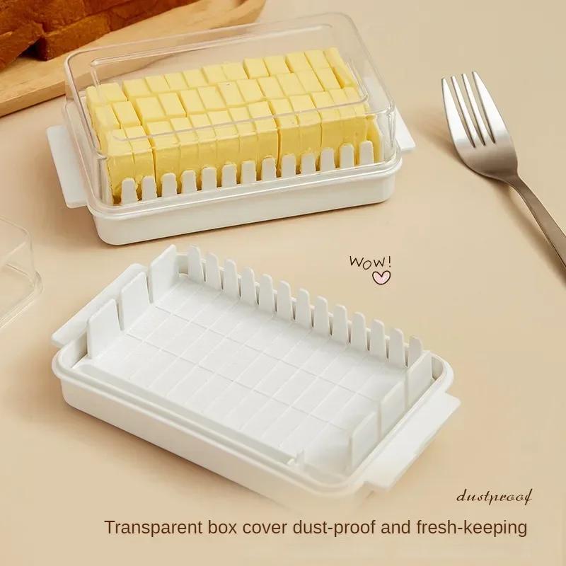 Transparent Lid Butter Partition Cutting Storage Box Butter Cheese Removable Washable Refrigerator Fresh-keeping Box