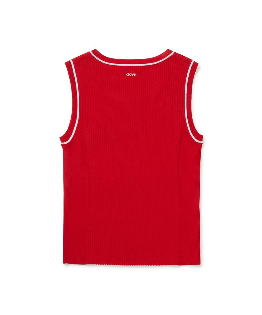 CLOVE [26Sm Clove] Sleeveless Knit Top (Red)
