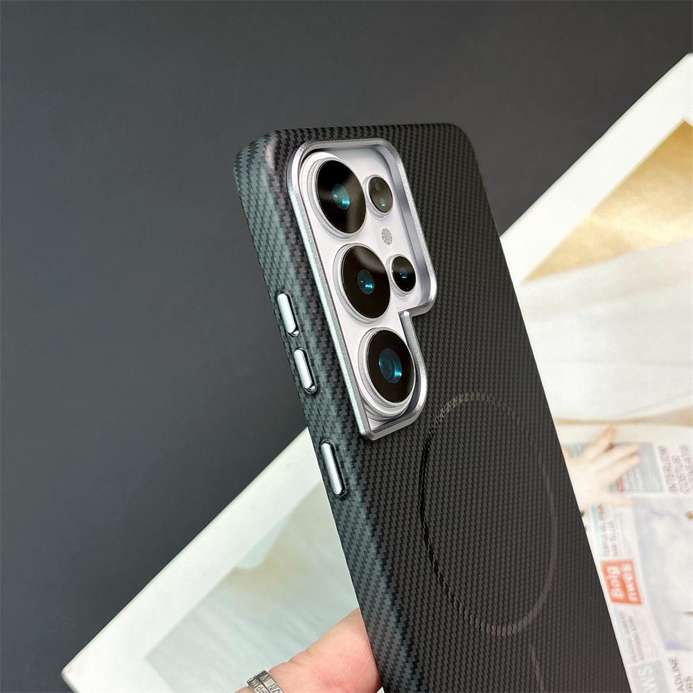 Luxury Slim Matte Carbon Fiber Case For Samsung Galaxy S25 Ultra S25 Plus S24 for Magsafe Wireless Charging Shockproof PC Cover