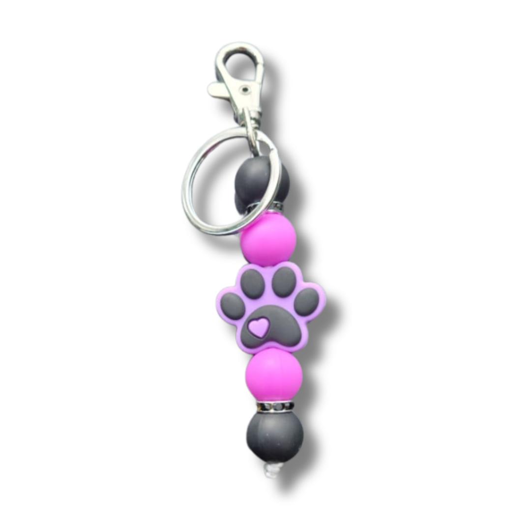 

Paw keychain with beads taba antistress pendant accessory 12 cm 12 фіолетовий