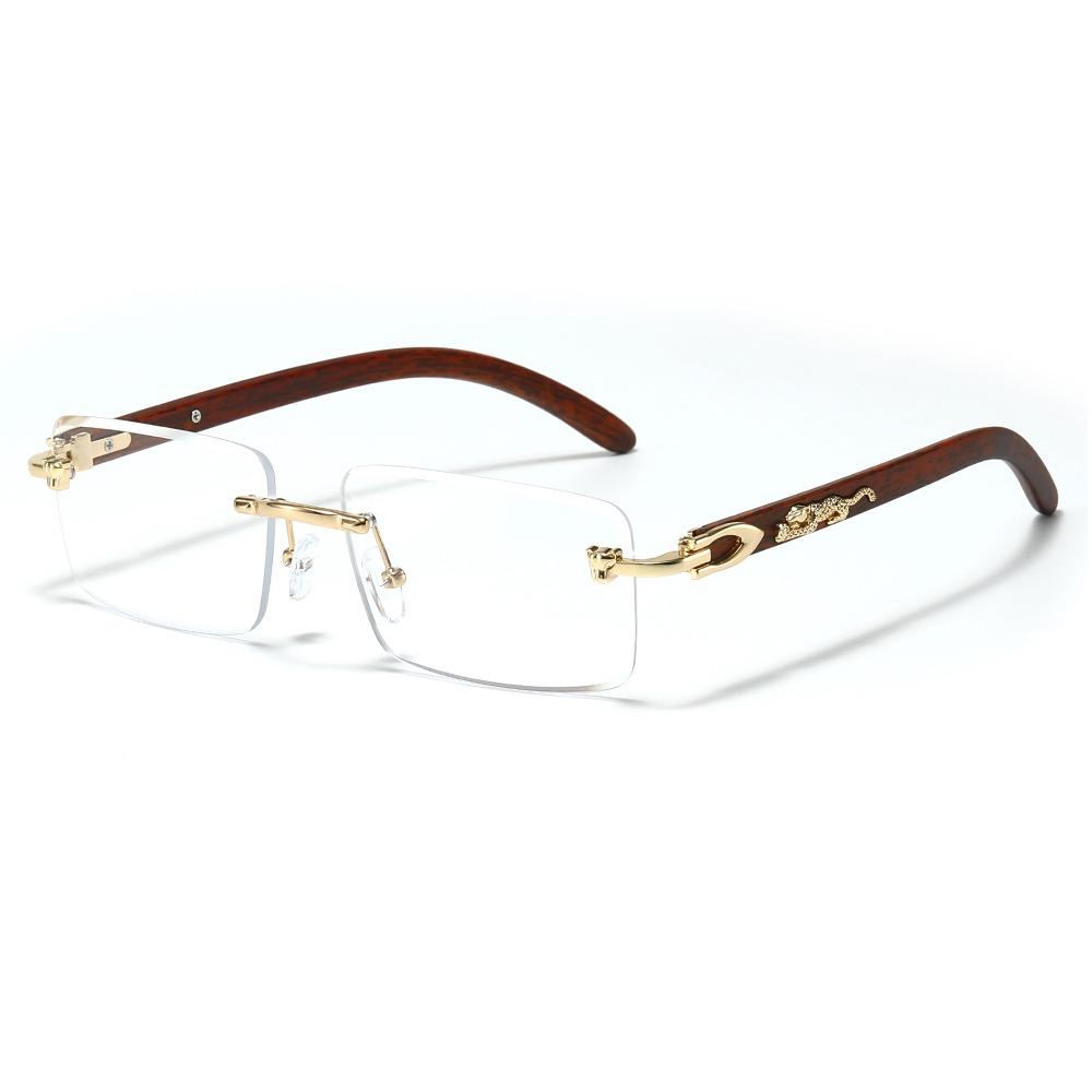 New Retro Cheetah Decoration Sunglasses For Women Men Trendy Rimless Shades Uv400 Summer Eyewear Fashion Ocean Lens Sun Glasses