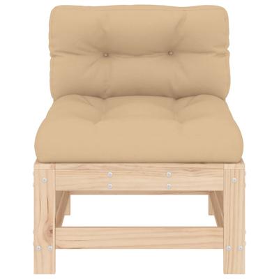 Mid Section Sofa with Cushions Solid Pine Wood