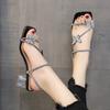 Butterfly Rhinestones Open Toe With Medium Heels Sandals for Women Low Price Comfort Original 2025 Luxury Korea Pvc Woman Shoes