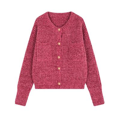 Cashmere-sensing Small Fragrance Style Knitted Cardigan Autumn and Winter New Style Light Luxury Lazy Style Thick Soft Glutinous Sweater Jacket