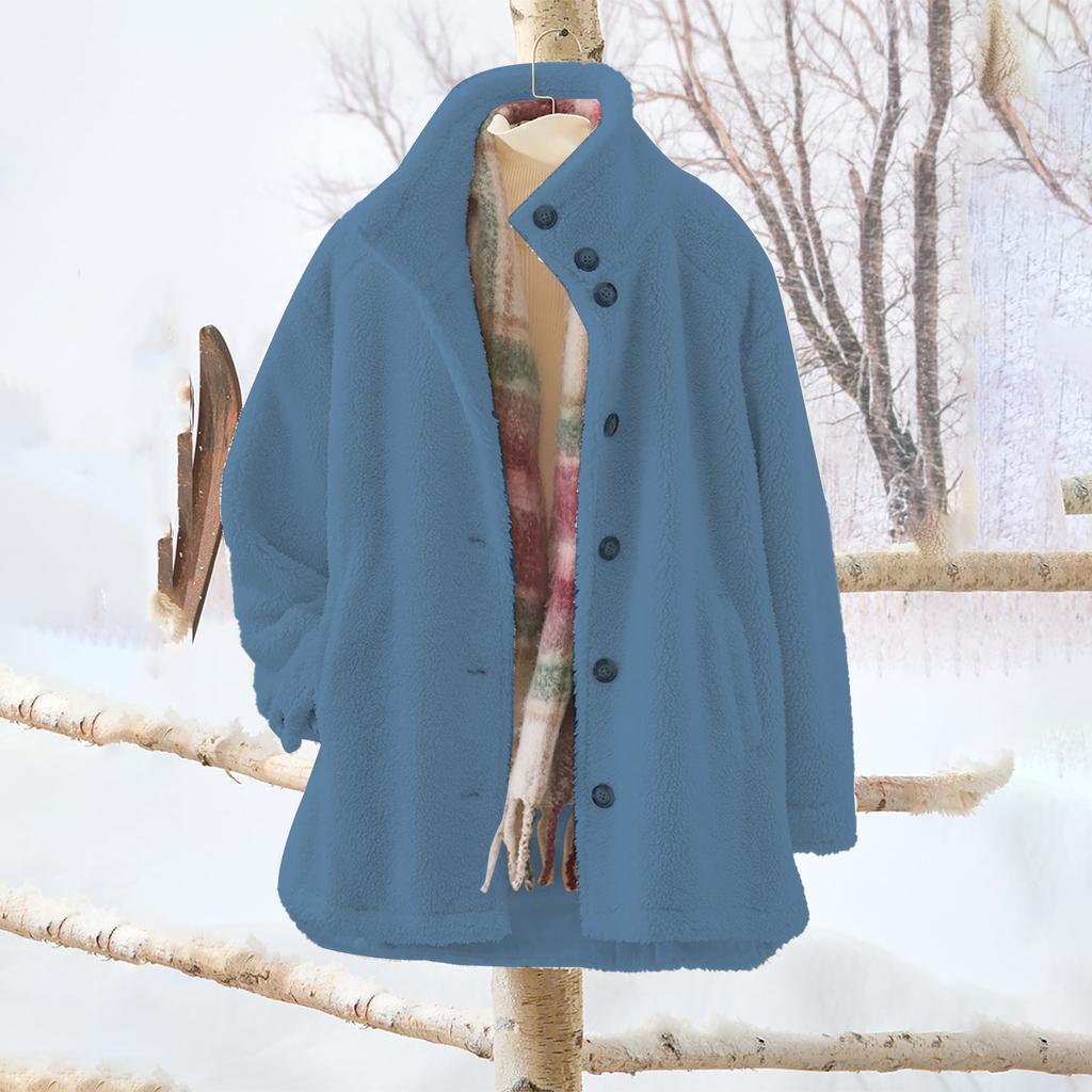 Women's Oversized Cardigan Sweatshirt With Button-Down Collar In Solid Color