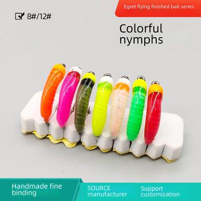 Egret Fly Bunte Nymphe LF531 Micro-Köder Nymphenfliegen-Angelhaken