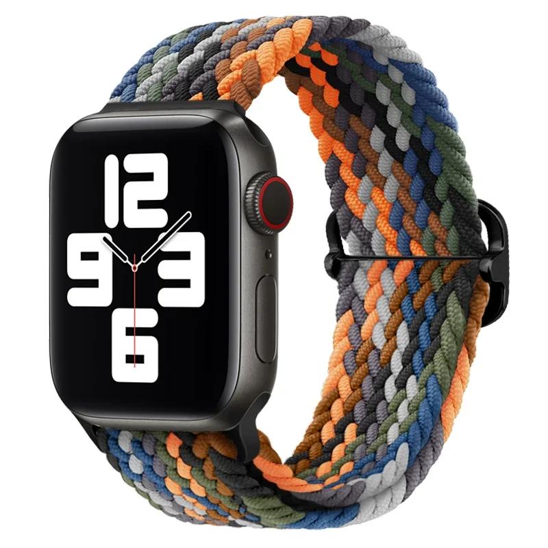 Geflochtener Solo Loop für Apple Watch 10 Band 42 mm 46 mm 45 mm 44 mm 40 mm 9 8 7 6 5 4 SE 2 Verstellbares elastisches iWatch Ultra Nylonband