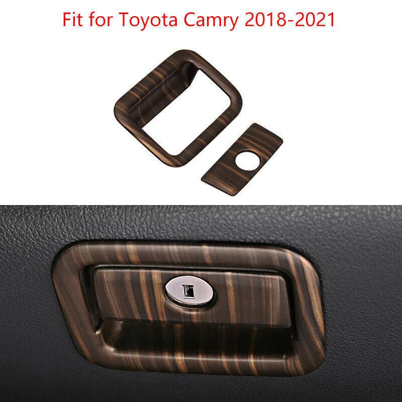For Toyota Camry 18- Matte Wood Grain Co-pilot Storage Box Handle Cover Trim