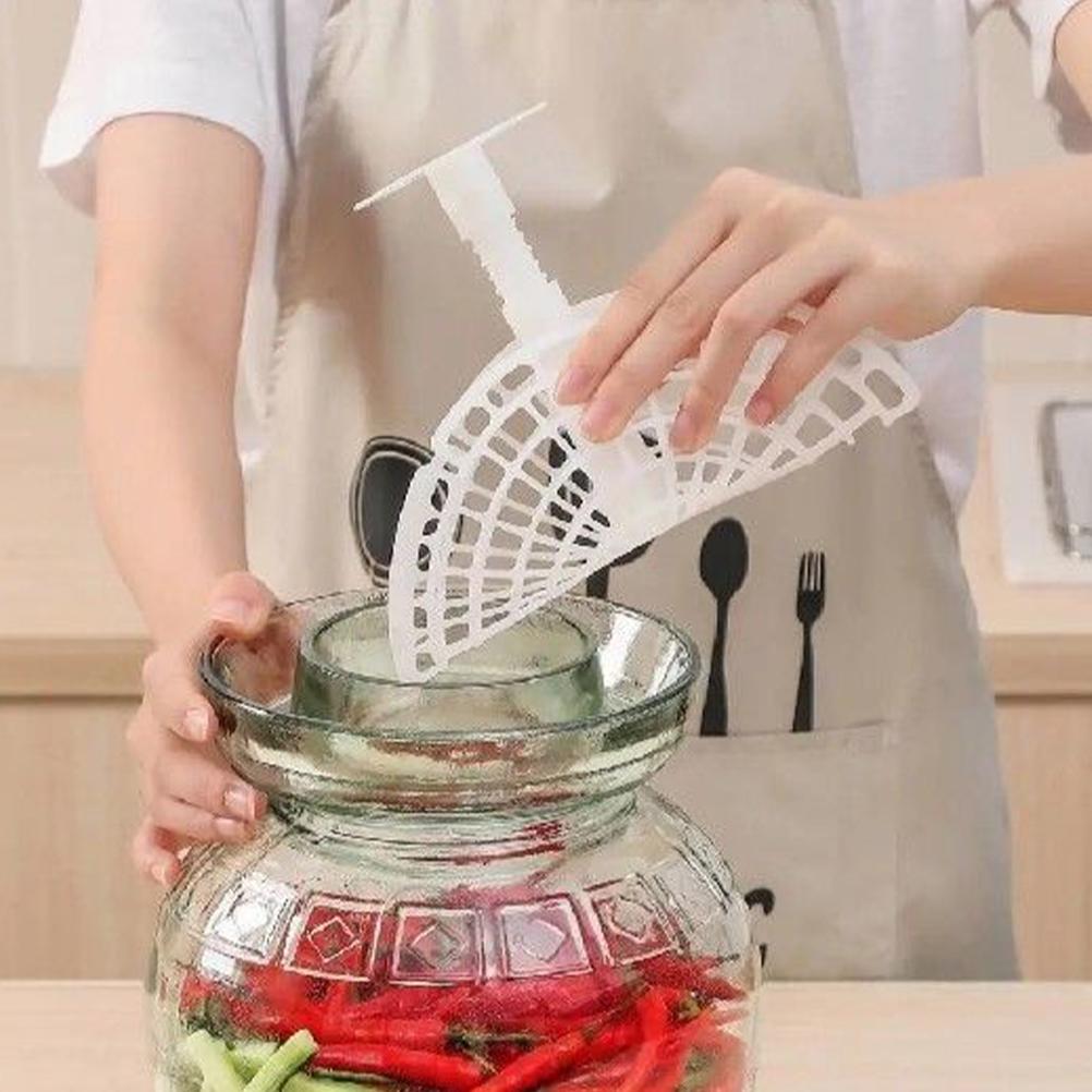 

2Pcs Pickle Press Tool Fermentation Jar Weight Vegetable Fixer For Can Fermenting Helper Plastic Glass Kitchen Bar Home 19.00X19.00X12.00CM білий