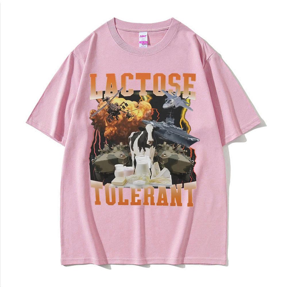 Lactose Tolerant Funny Meme Graphic Tshirt for Unisex Harajuku Y2k Hip Hop Gothic Tshirts Unisex 100 Cotton Short Sleeve T Shirt