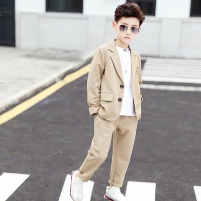 Boys Long Sleeve Casual Blazer Suits Jacket Trouser 2pcs School Uniform Teen Kids Clothes Set Children Cosutme