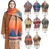Women's Vintage Scarfs Winter Casual Scarf Shawl Wraps Poncho Blanket Fringe Soft Warm Thick Blanket Scarfs for Women Chunky Long Shawl Scarves